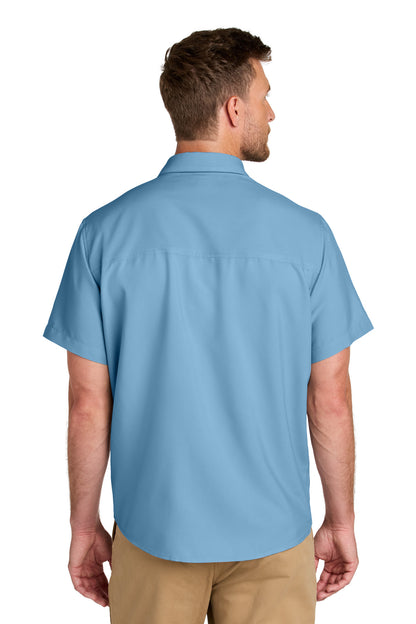 Custom Embroidered Port Authority Short Sleeve UV Dockside Shirt W963,Carolina Blue