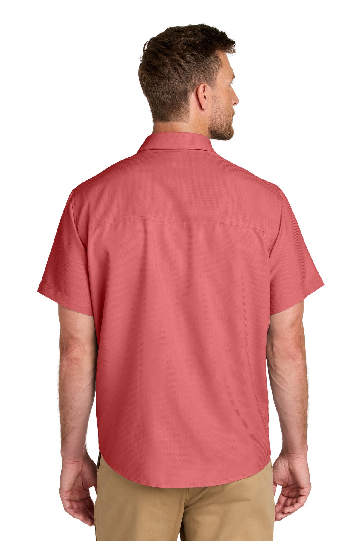 Custom Embroidered Port Authority Short Sleeve UV Dockside Shirt W963,Coral Reef