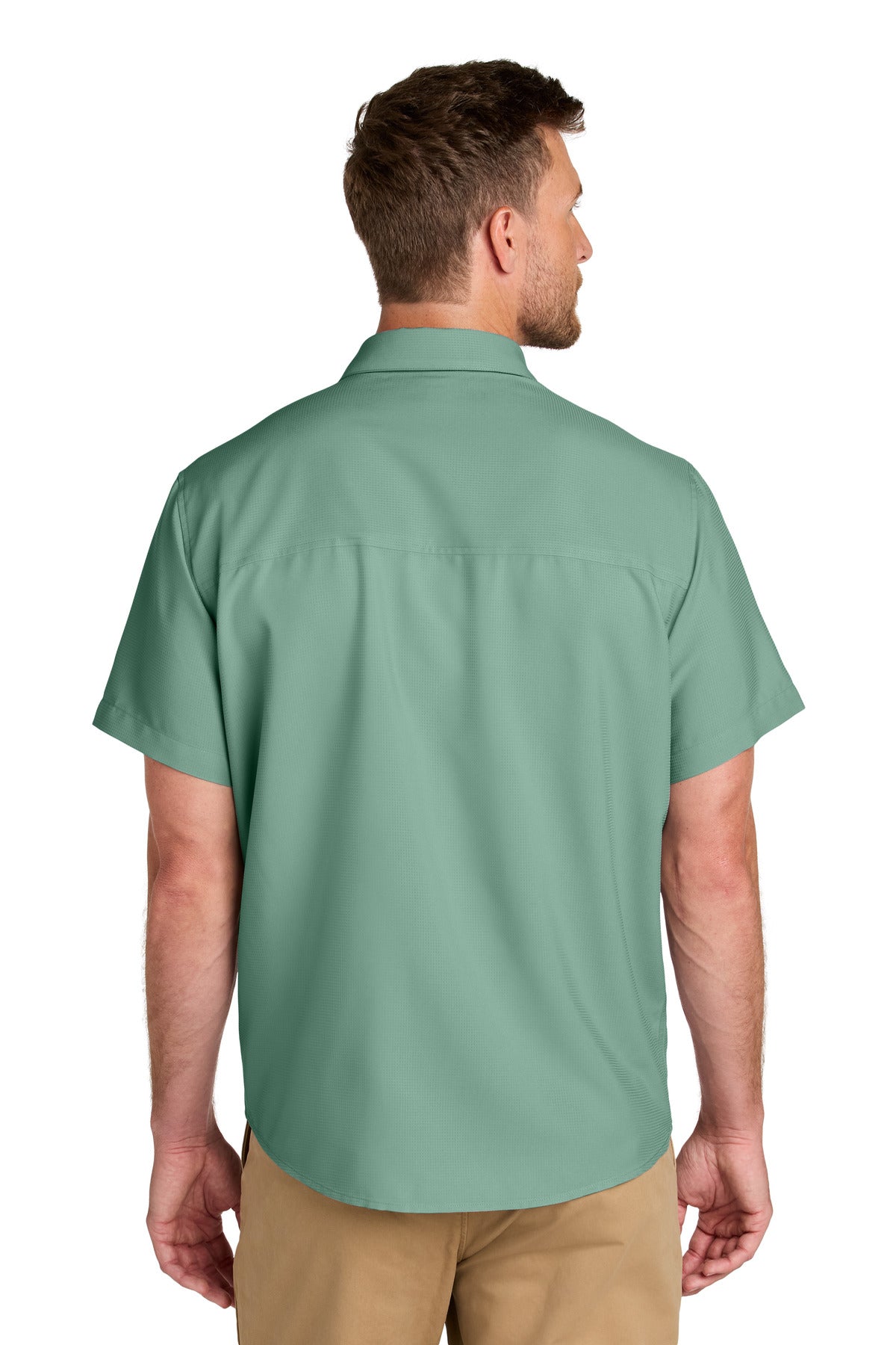 Custom Embroidered Port Authority Short Sleeve UV Dockside Shirt W963,Sage