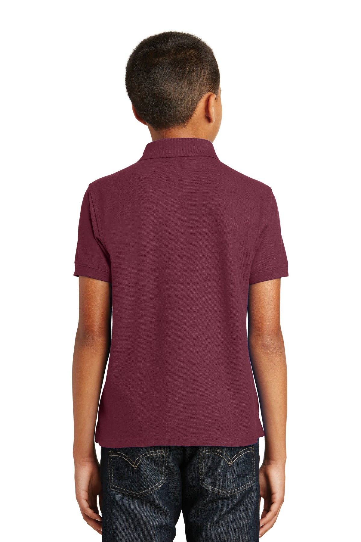 Custom Embroidered Port Authority Youth Core Classic Pique Polo. Y100,Burgundy