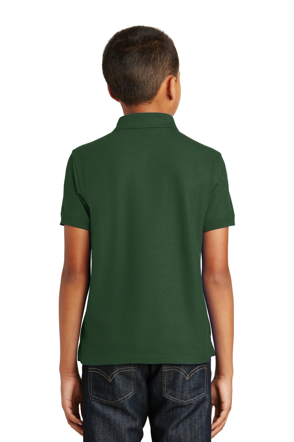 Custom Embroidered Port Authority Youth Core Classic Pique Polo. Y100,Deep Forest Green