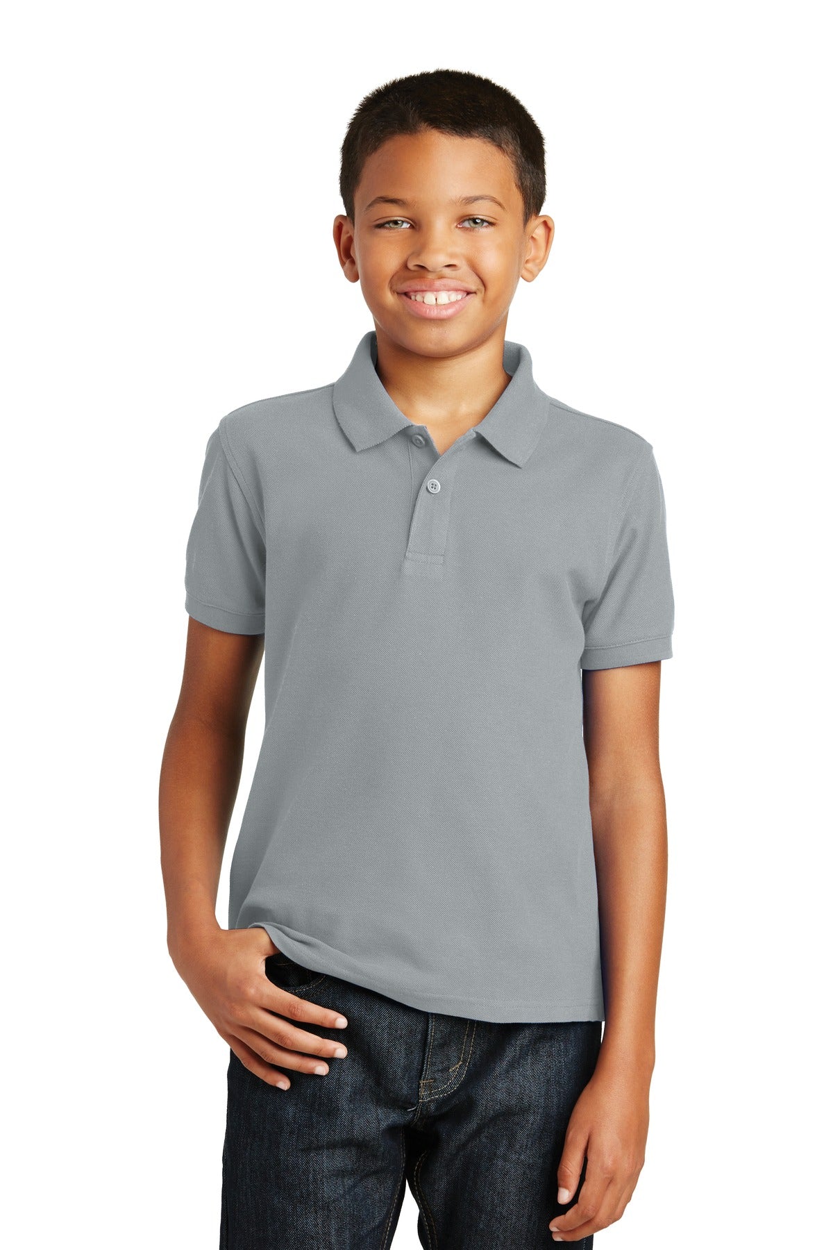 Custom Embroidered Port Authority Polos/Knits in Gusty Grey