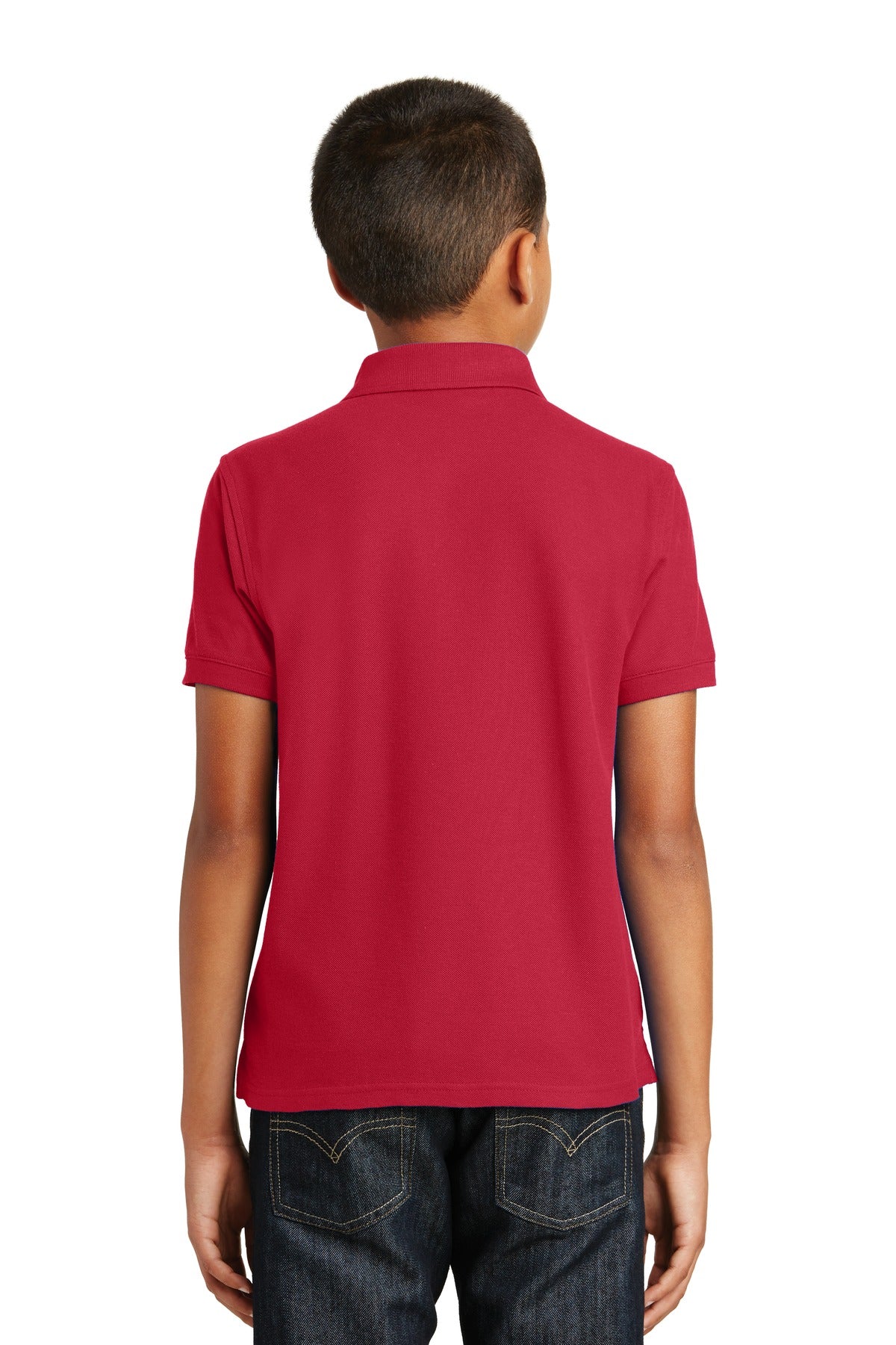 Custom Embroidered Port Authority Youth Core Classic Pique Polo. Y100,Rich Red