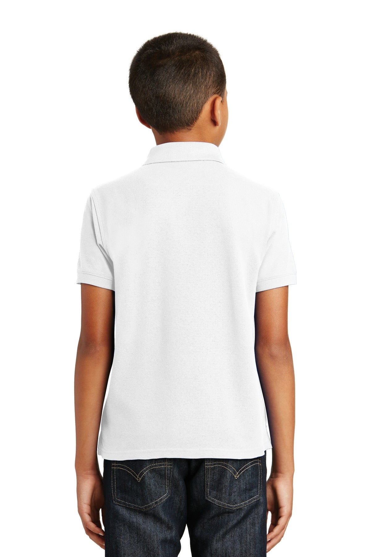 Custom Embroidered Port Authority Youth Core Classic Pique Polo. Y100,White
