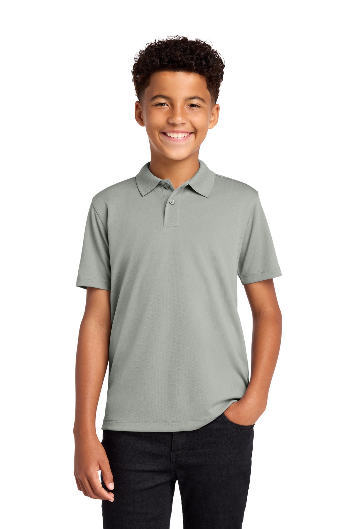 Custom Embroidered Port Authority Polos/Knits in Gusty Grey