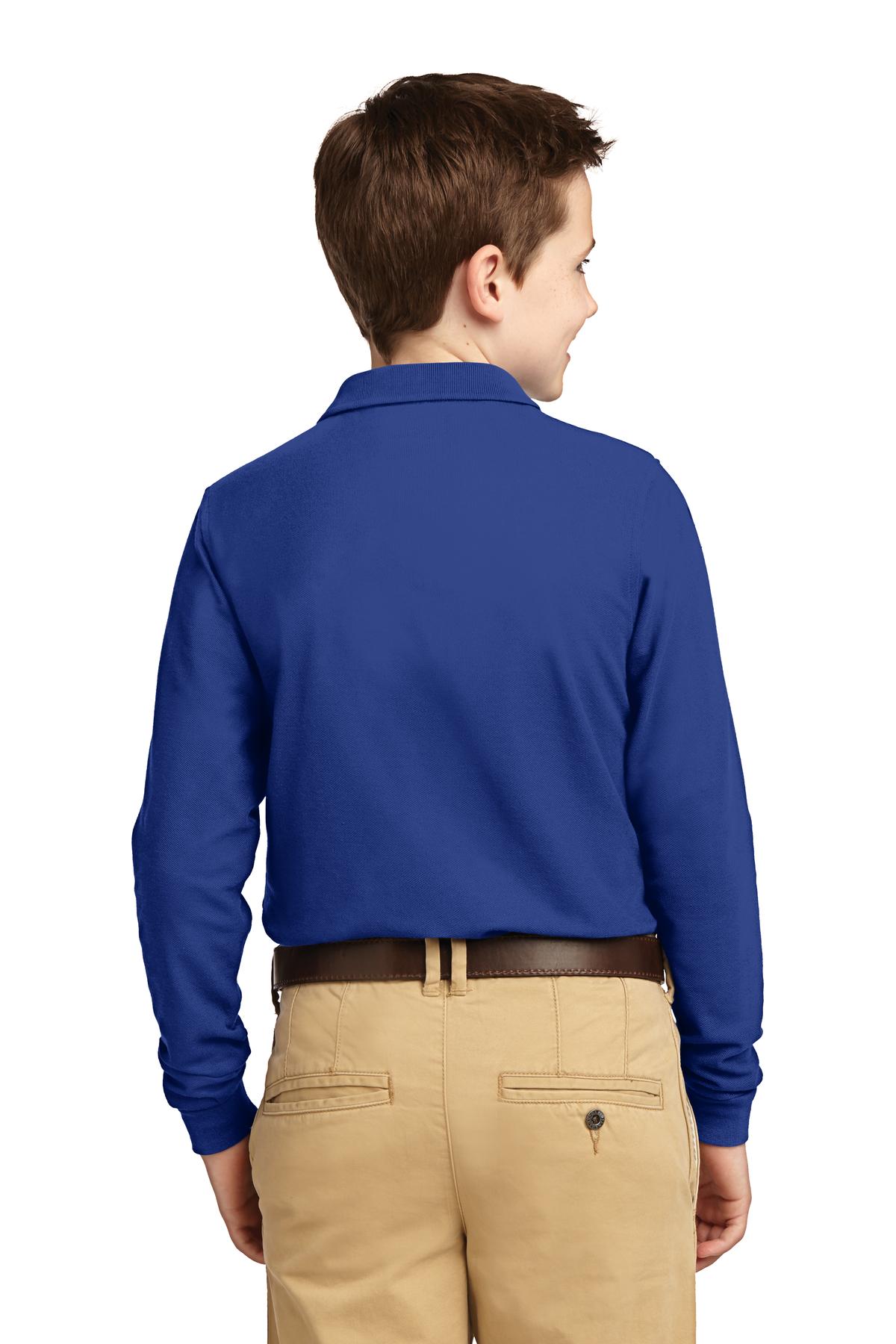 Custom Embroidered Port Authority Youth Long Sleeve Silk Touch Polo.  Y500LS,Royal