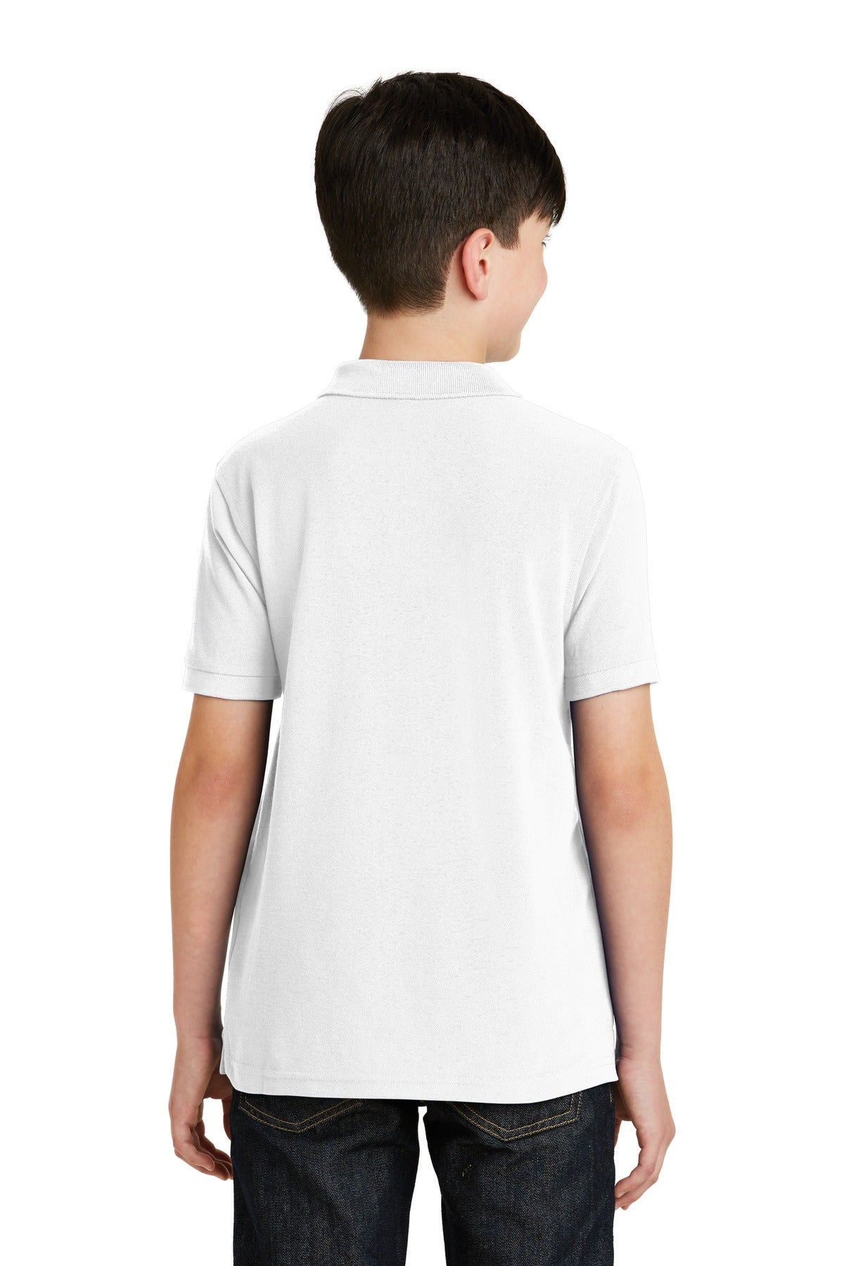 Custom Embroidered Port Authority Youth Silk Touch Polo.  Y500,White