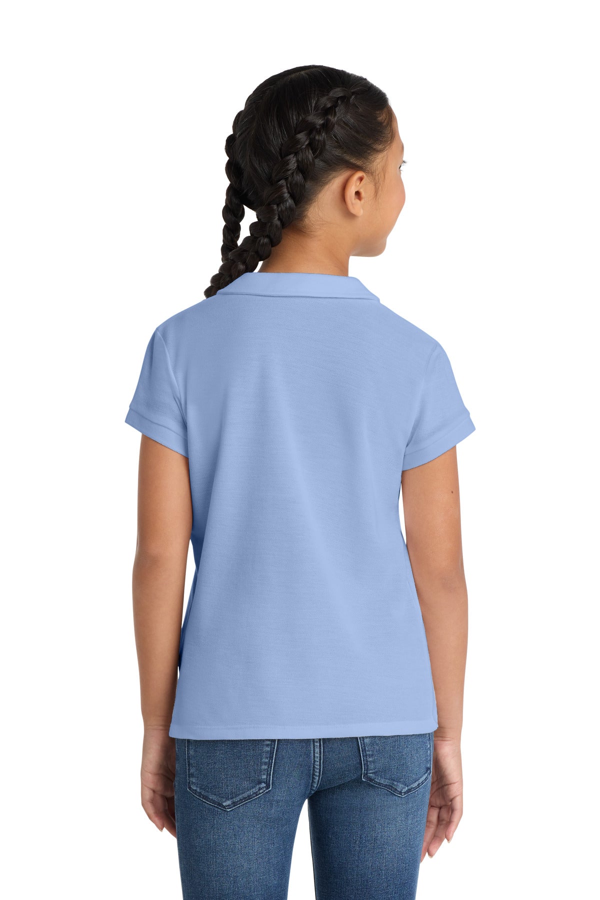 Custom Embroidered Port Authority Girls Silk Touch Peter Pan Collar Polo. YG503,Light Blue