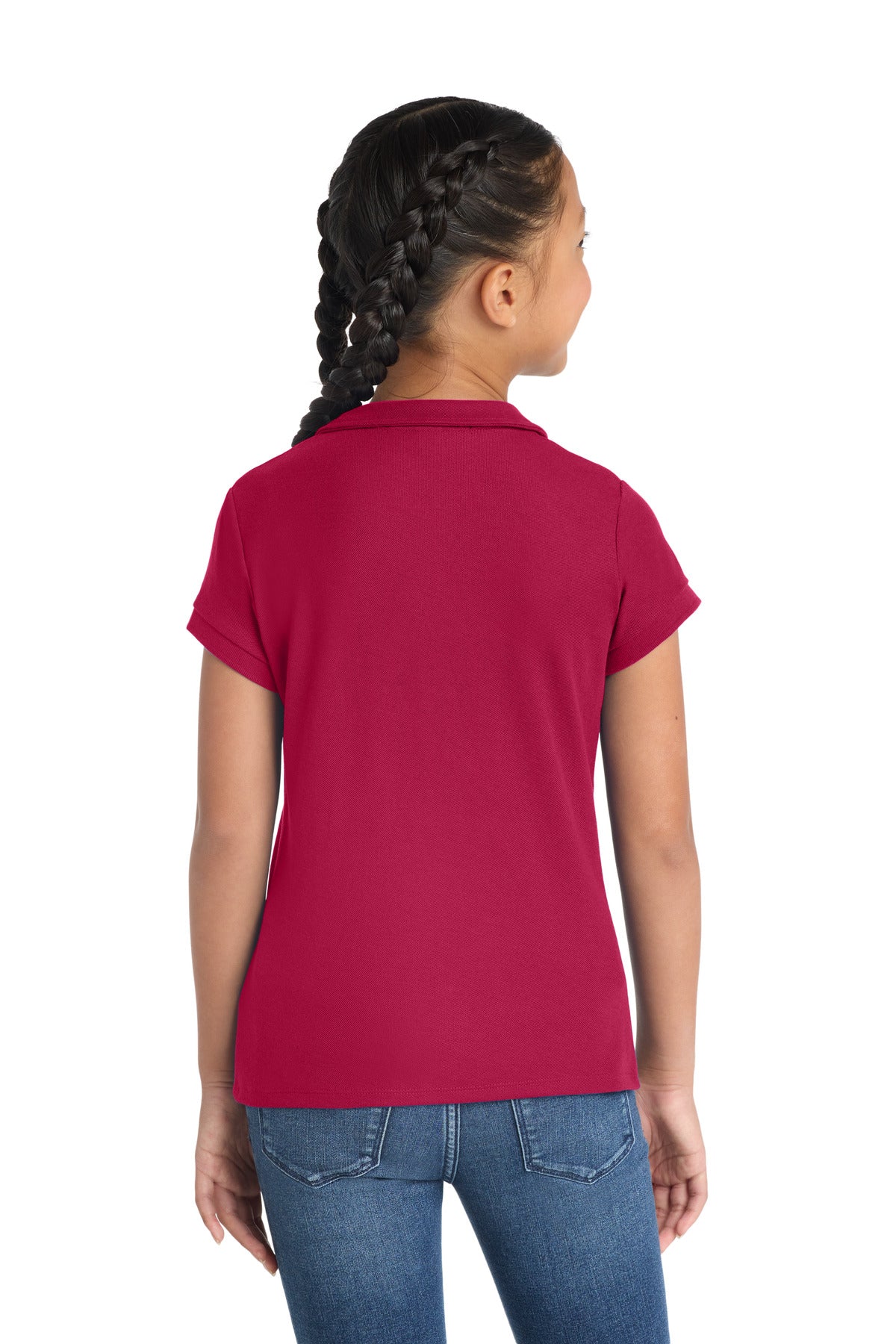 Custom Embroidered Port Authority Girls Silk Touch Peter Pan Collar Polo. YG503,Red