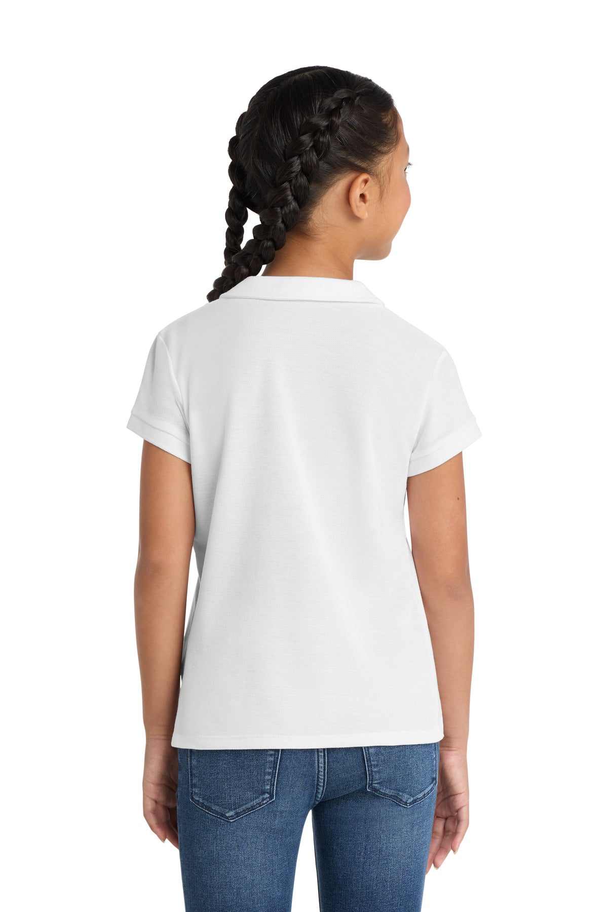 Custom Embroidered Port Authority Girls Silk Touch Peter Pan Collar Polo. YG503,White