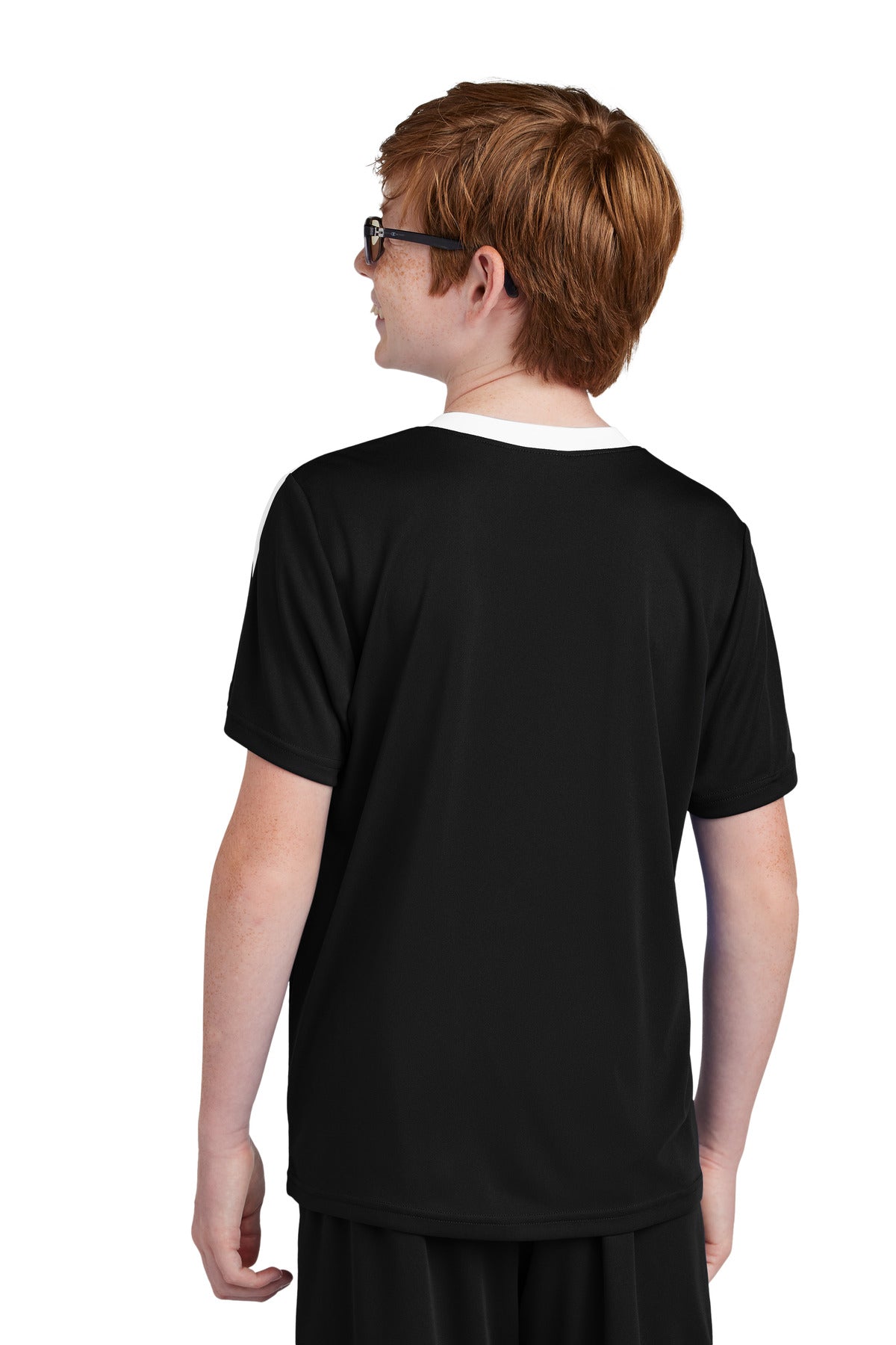 Custom Embroidered Sport-Tek Youth Competitor United Crew YST100,Black/ White