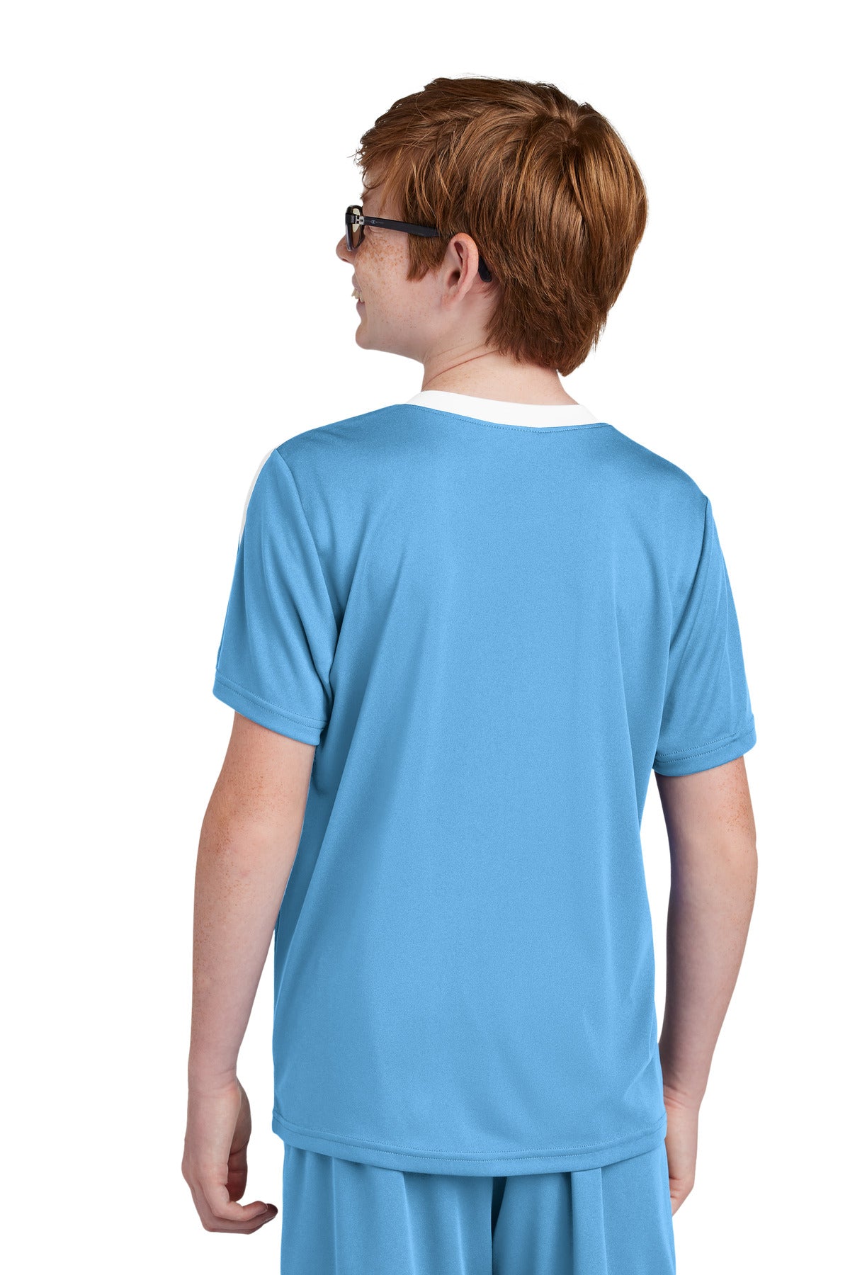 Custom Embroidered Sport-Tek Youth Competitor United Crew YST100,Carolina Blue/ White