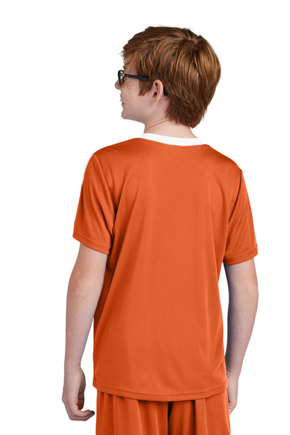 Custom Embroidered Sport-Tek Youth Competitor United Crew YST100,Deep Orange/ White