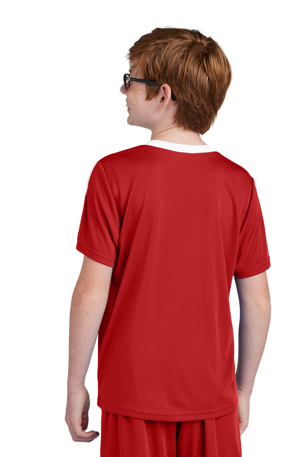 Custom Embroidered Sport-Tek Youth Competitor United Crew YST100,Deep Red/ White