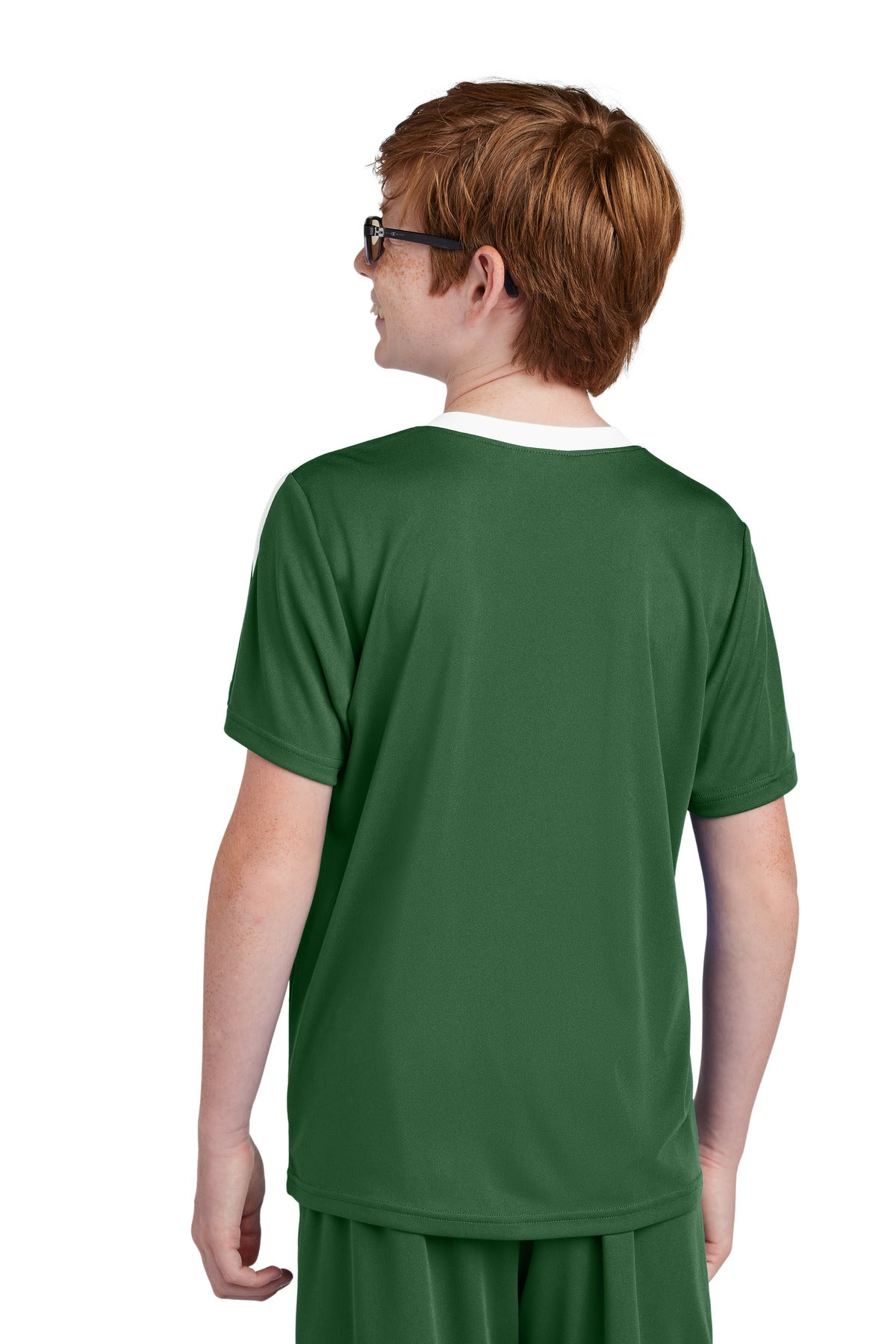 Custom Embroidered Sport-Tek Youth Competitor United Crew YST100,Forest Green/ White