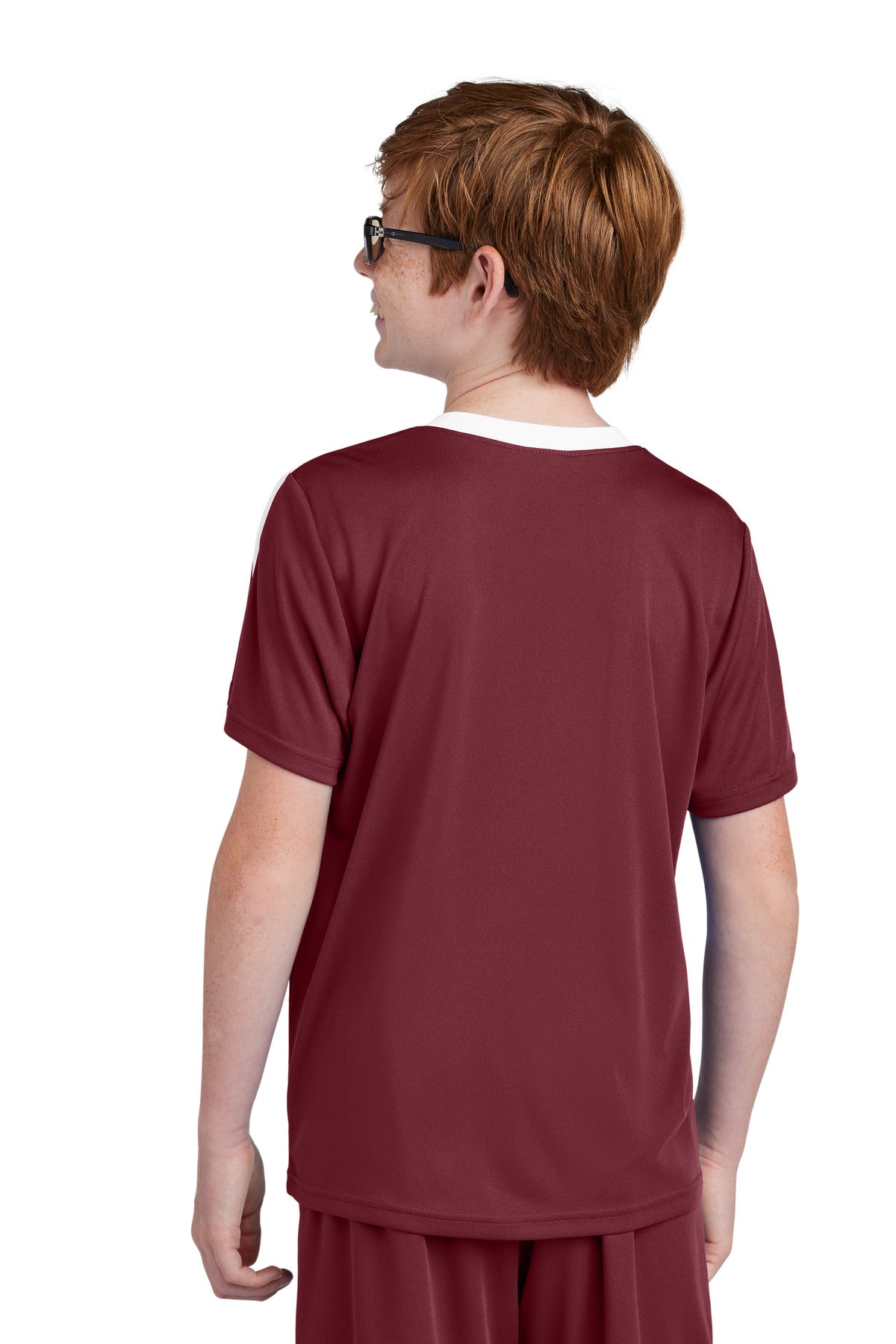 Custom Embroidered Sport-Tek Youth Competitor United Crew YST100,Maroon/ White