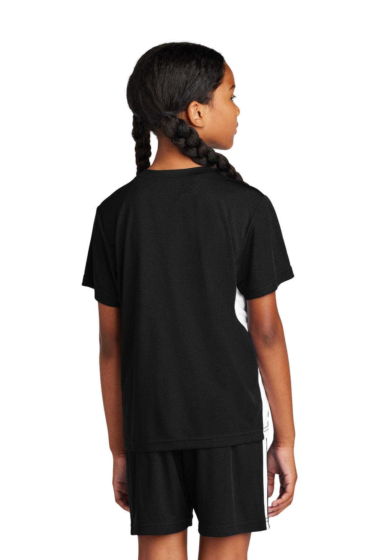 Custom Embroidered Sport-Tek Youth Competitor United V-Neck YST101,Black/ White