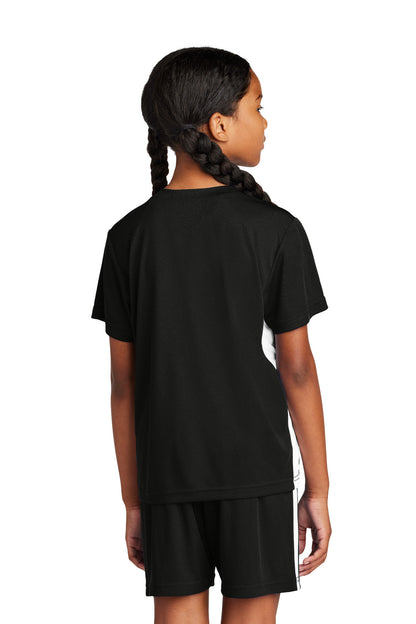 Custom Embroidered Sport-Tek Youth Competitor United V-Neck YST101,Black/ White