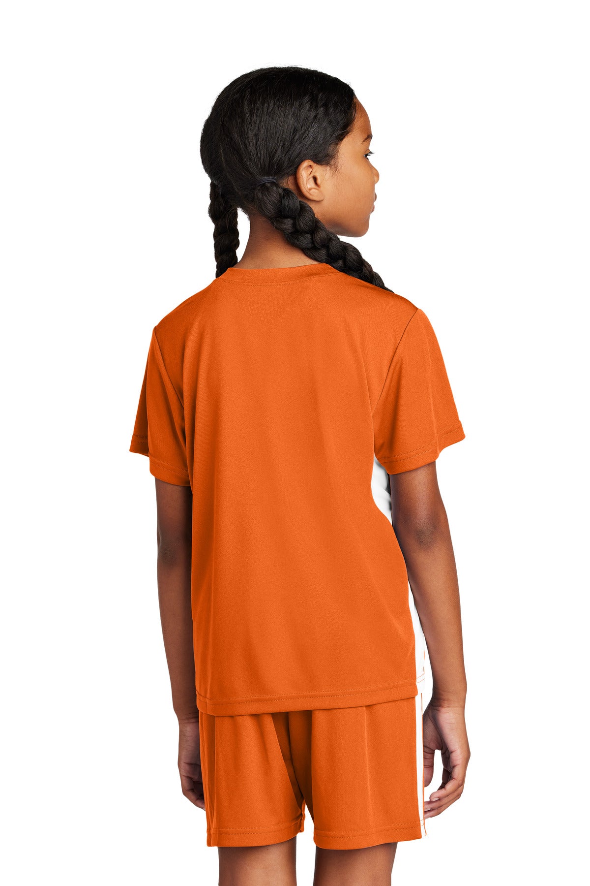 Custom Embroidered Sport-Tek Youth Competitor United V-Neck YST101,Deep Orange/ White