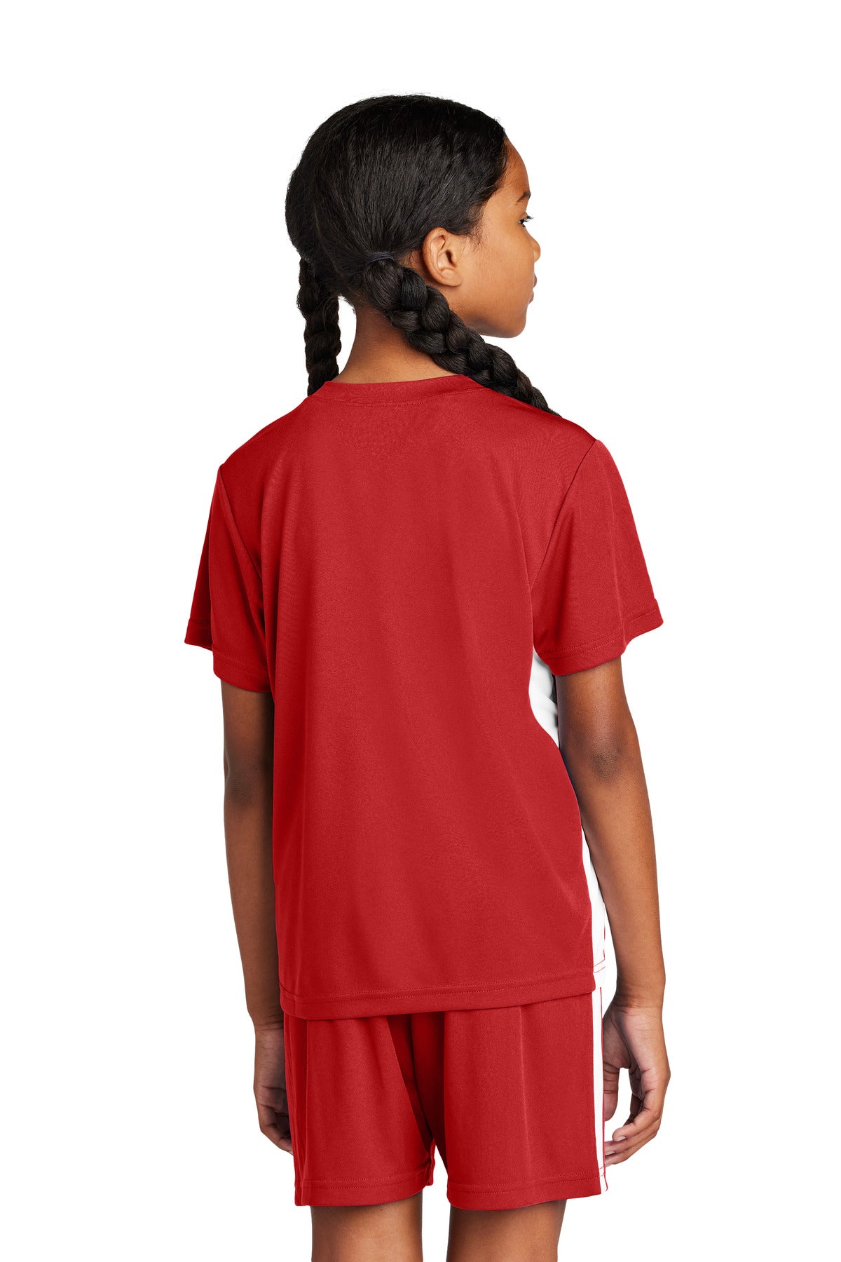 Custom Embroidered Sport-Tek Youth Competitor United V-Neck YST101,Deep Red/ White