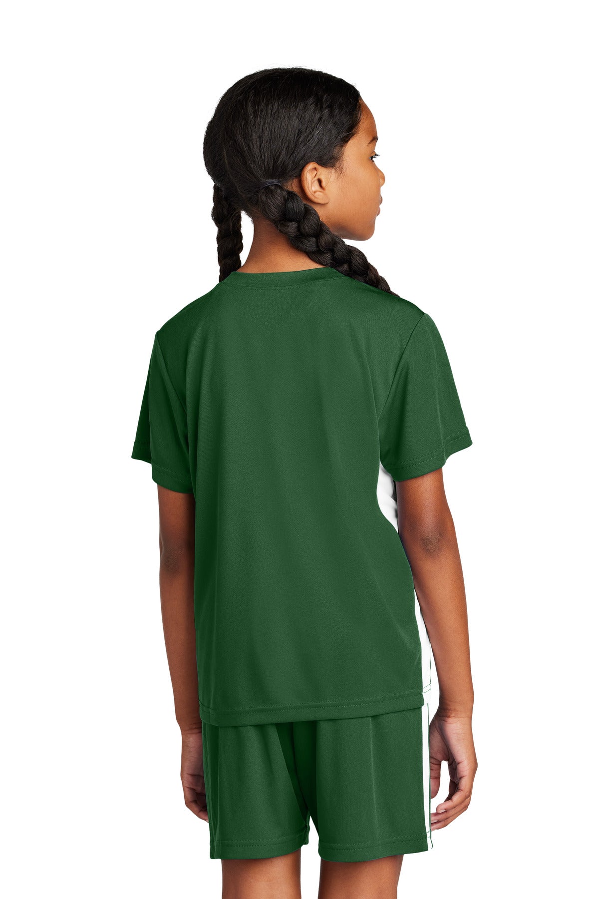 Custom Embroidered Sport-Tek Youth Competitor United V-Neck YST101,Forest Green/ White