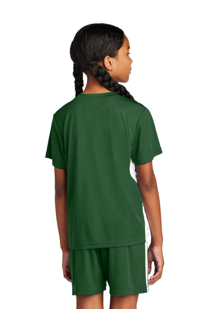 Custom Embroidered Sport-Tek Youth Competitor United V-Neck YST101,Forest Green/ White