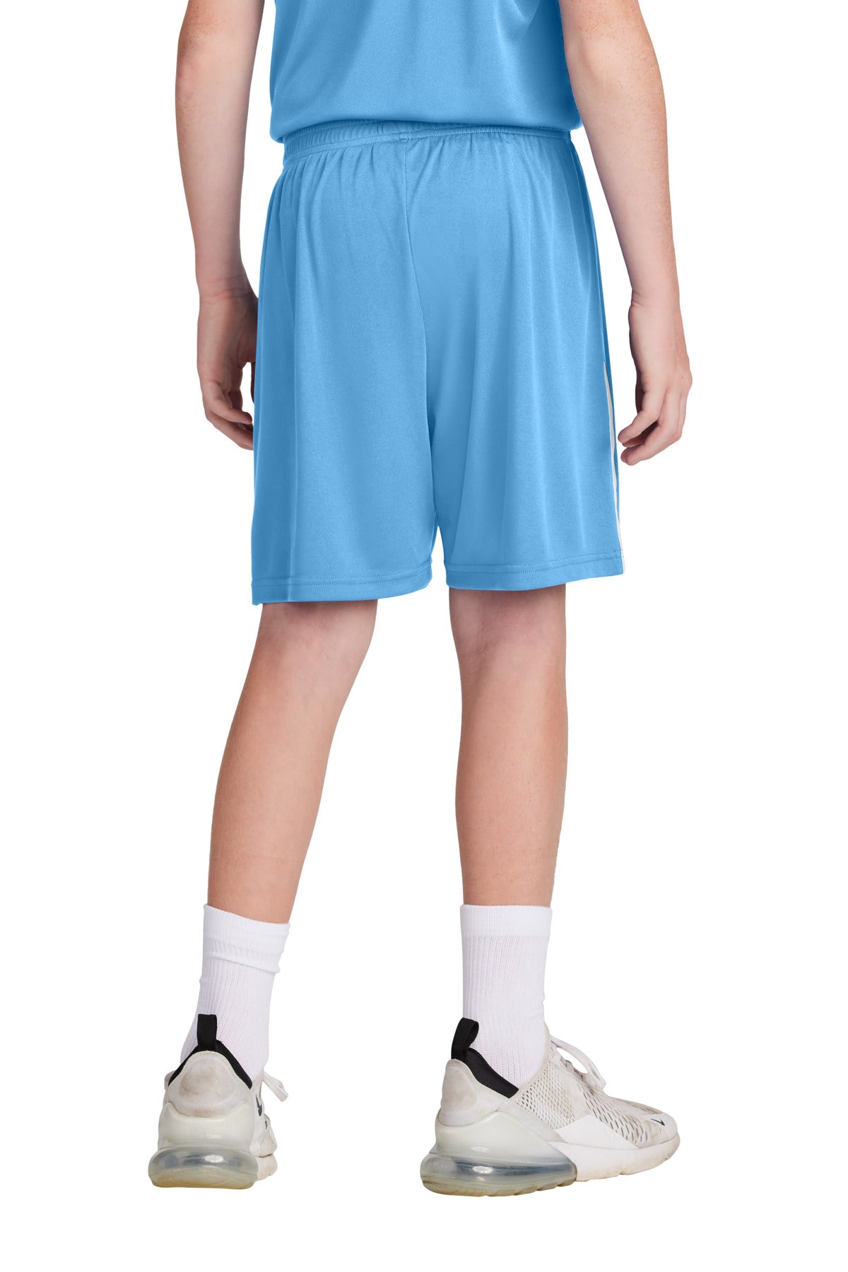 Custom Embroidered Sport-Tek Youth Competitor United 5  Short YST103,Carolina Blue/ White