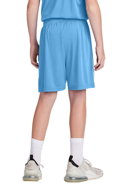 Custom Embroidered Sport-Tek Youth Competitor United 5  Short YST103,Carolina Blue/ White
