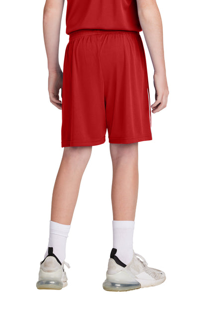 Custom Embroidered Sport-Tek Youth Competitor United 5  Short YST103,Deep Red/ White