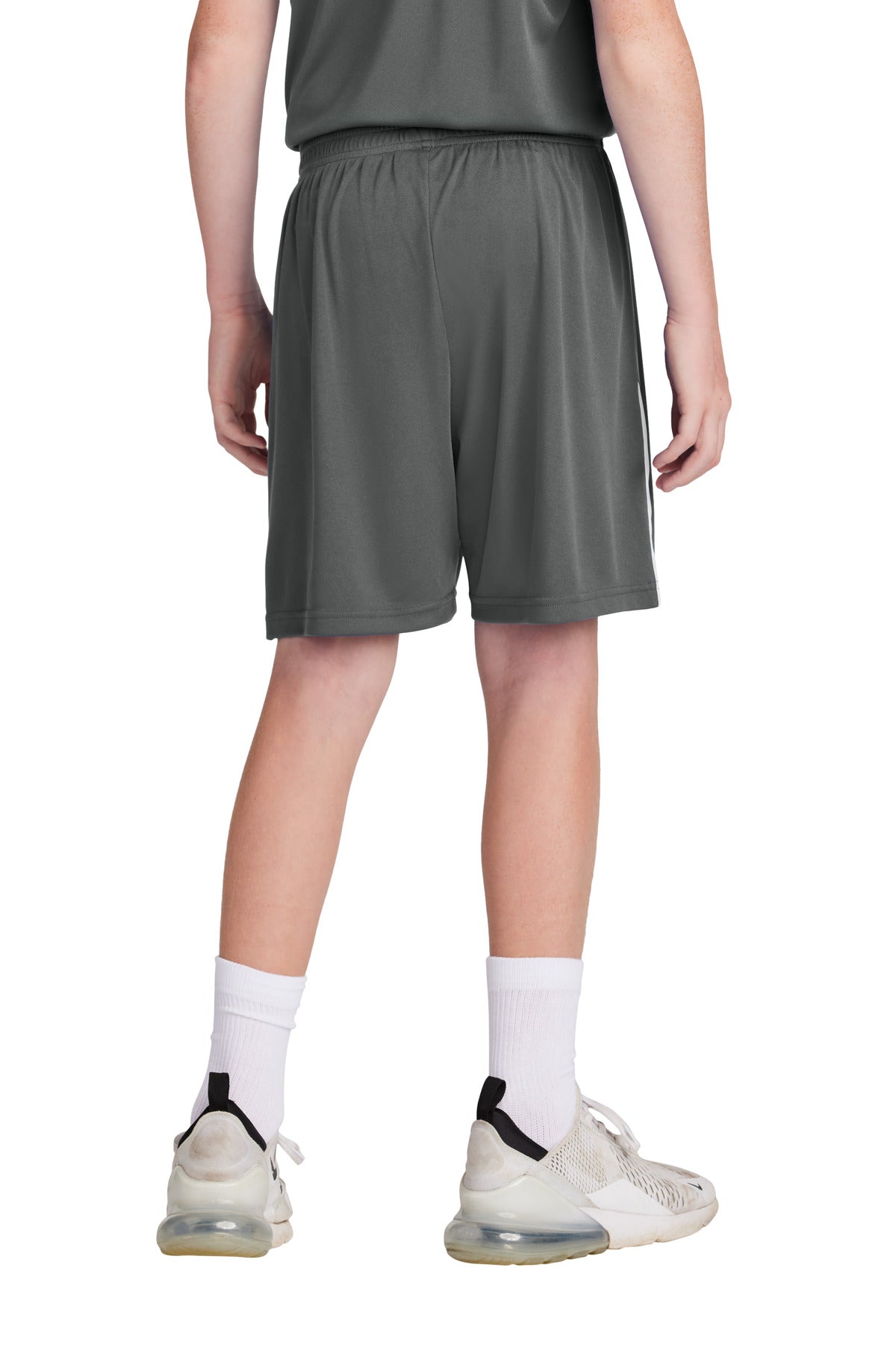 Custom Embroidered Sport-Tek Youth Competitor United 5  Short YST103,Iron Grey/ White
