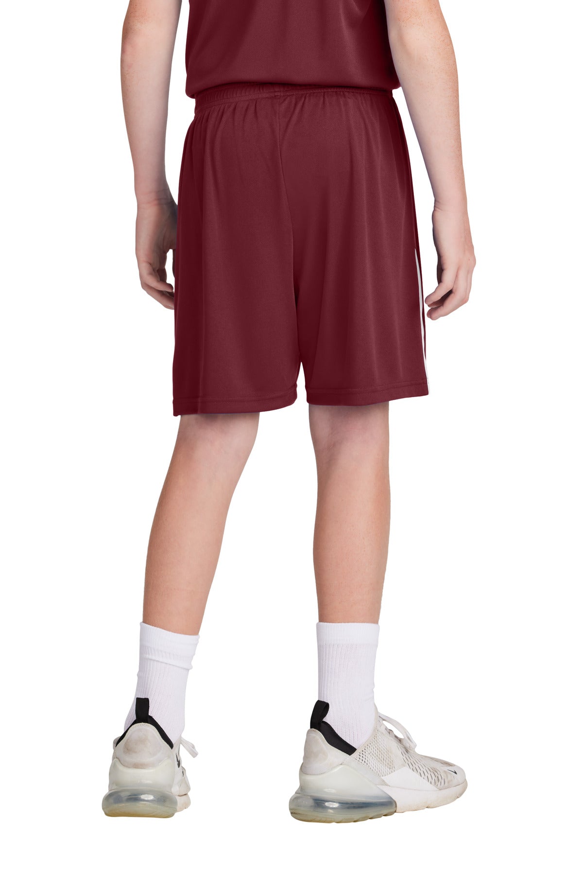 Custom Embroidered Sport-Tek Youth Competitor United 5  Short YST103,Maroon/ White