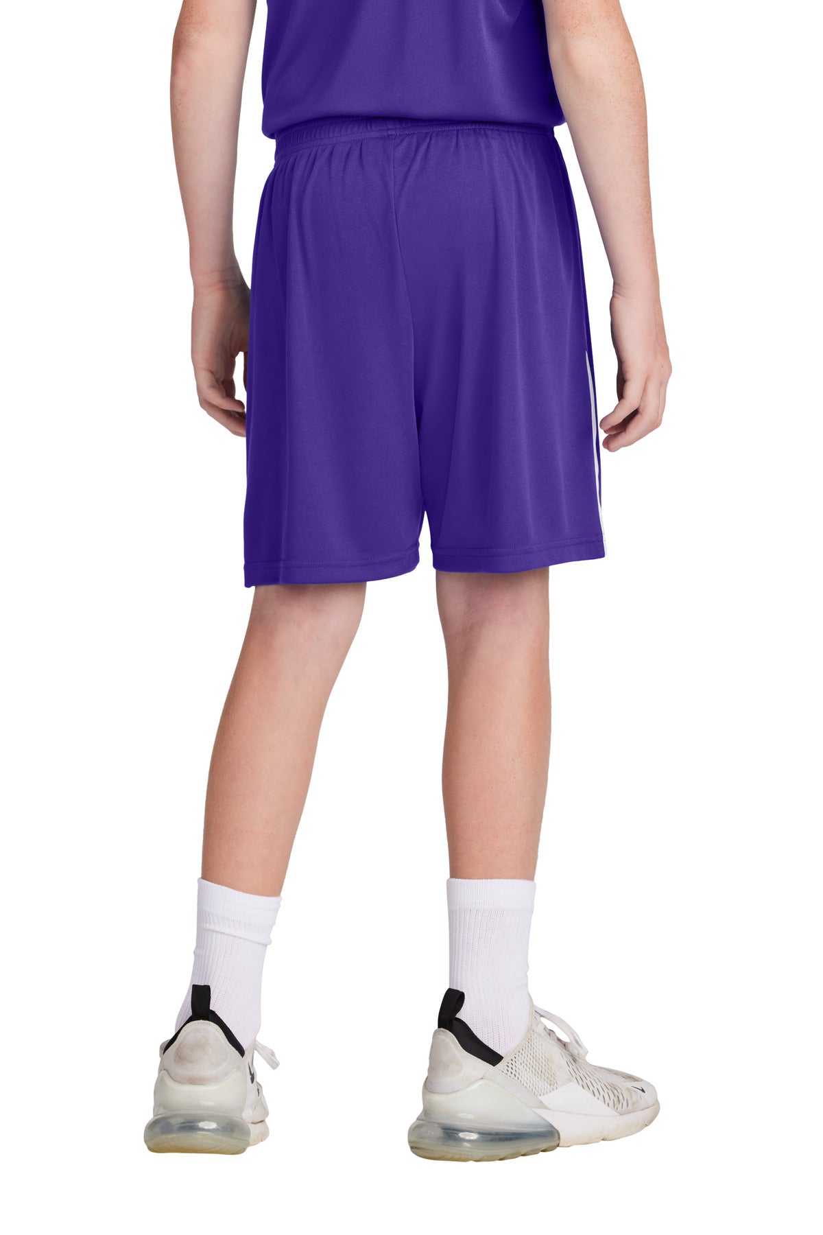 Custom Embroidered Sport-Tek Youth Competitor United 5  Short YST103,Purple/ White
