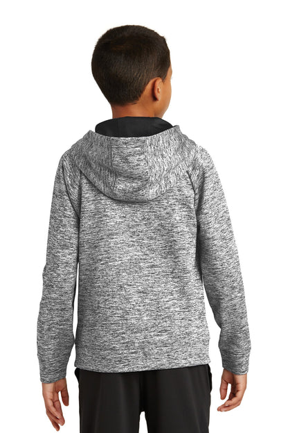 Custom Embroidered Sport-Tek Youth PosiCharge Electric Heather Fleece Hooded Pullover. YST225,Black Electric