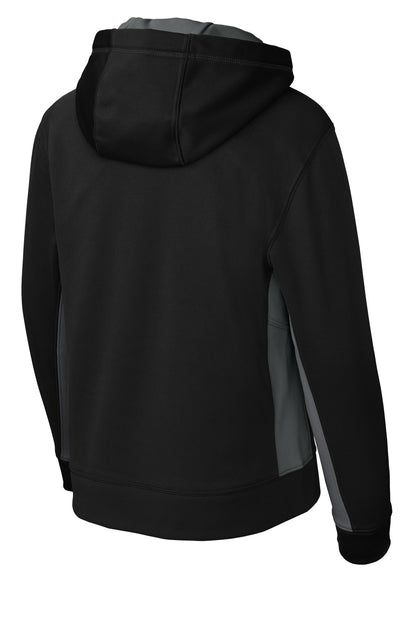 Sport-Tek Youth Sport-Wick Fleece Colorblock Hooded Pullover.  YST235