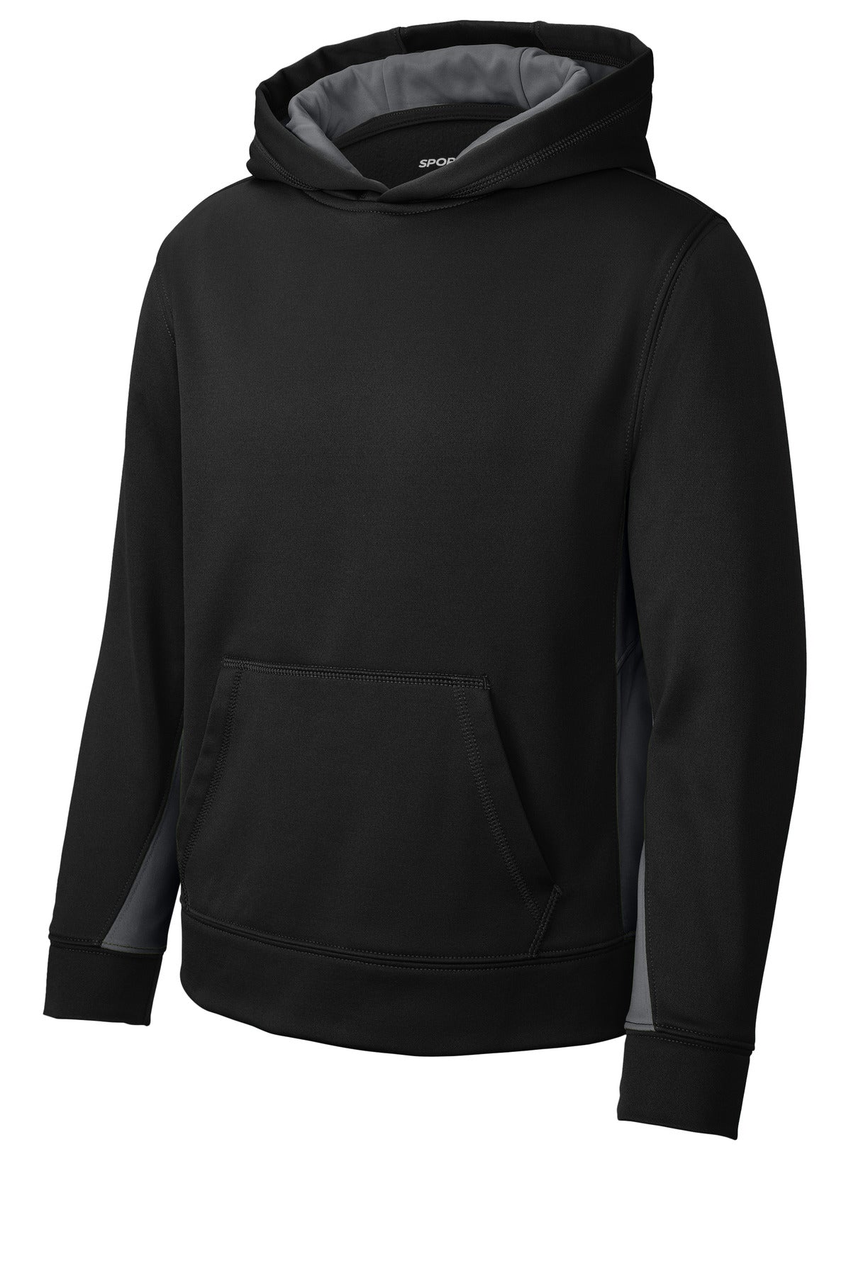 Sport-Tek Youth Sport-Wick Fleece Colorblock Hooded Pullover.  YST235