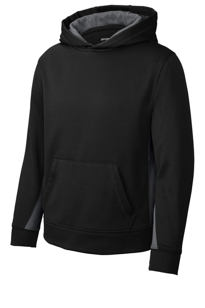 Sport-Tek Youth Sport-Wick Fleece Colorblock Hooded Pullover.  YST235