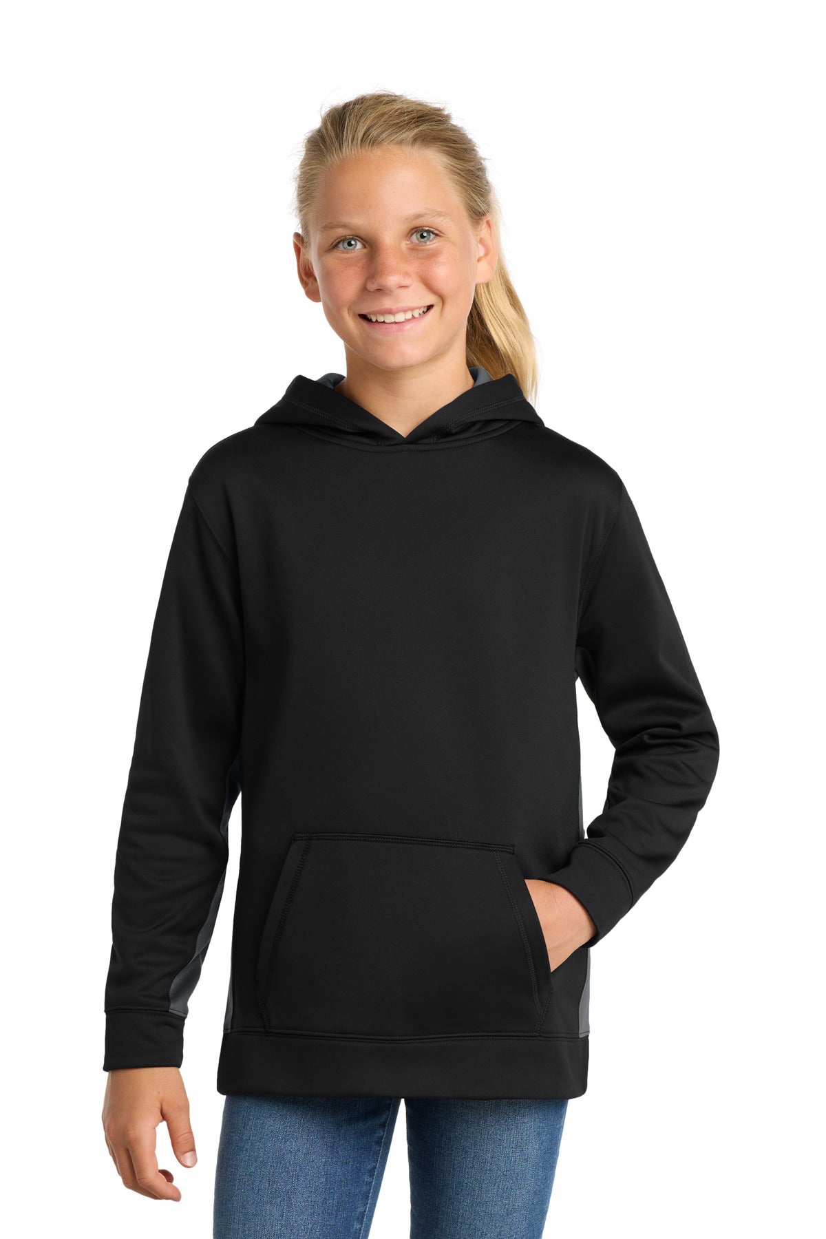 Custom Embroidered Sport-Tek Sweatshirts/Fleece in Black/ Dark Smoke Grey