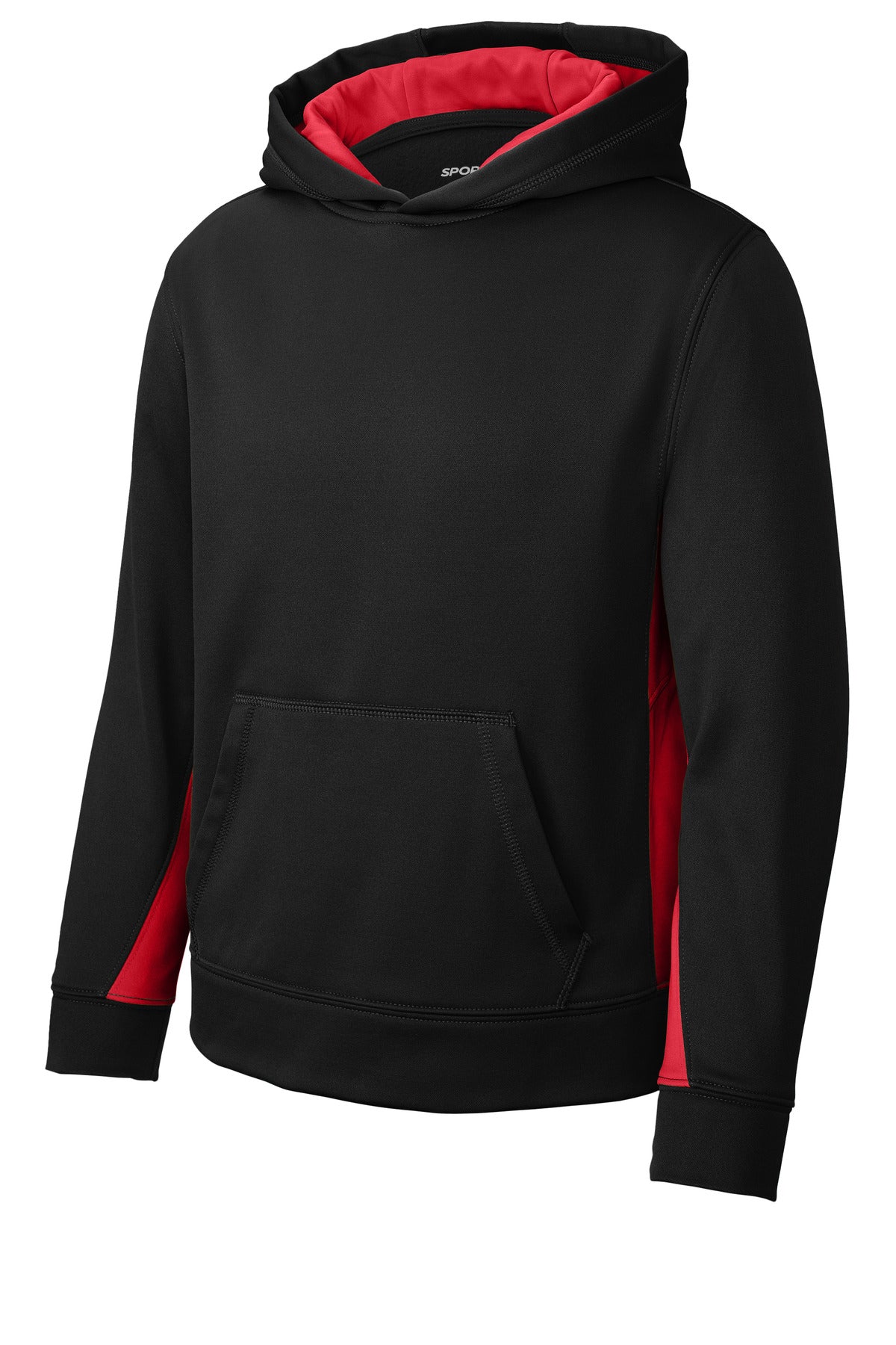 Sport-Tek Youth Sport-Wick Fleece Colorblock Hooded Pullover.  YST235