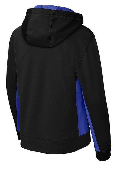 Sport-Tek Youth Sport-Wick Fleece Colorblock Hooded Pullover.  YST235