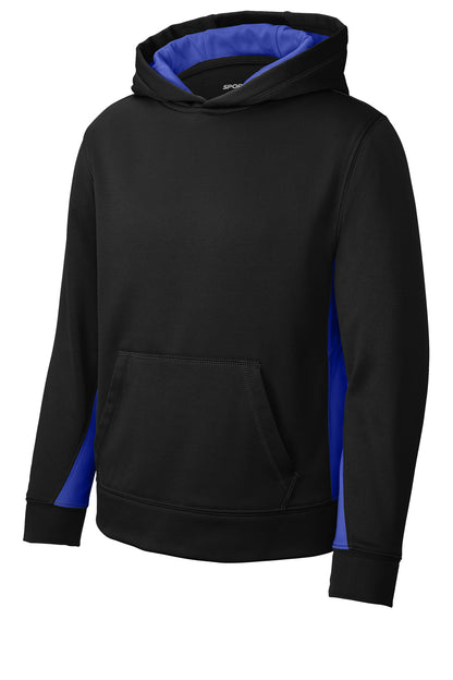 Sport-Tek Youth Sport-Wick Fleece Colorblock Hooded Pullover.  YST235