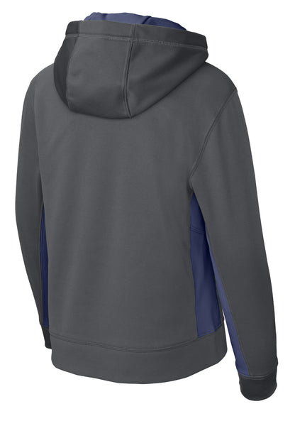 Sport-Tek Youth Sport-Wick Fleece Colorblock Hooded Pullover.  YST235