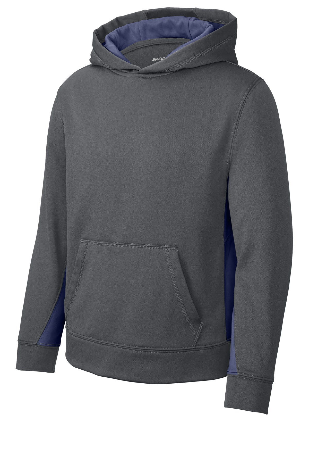 Sport-Tek Youth Sport-Wick Fleece Colorblock Hooded Pullover.  YST235