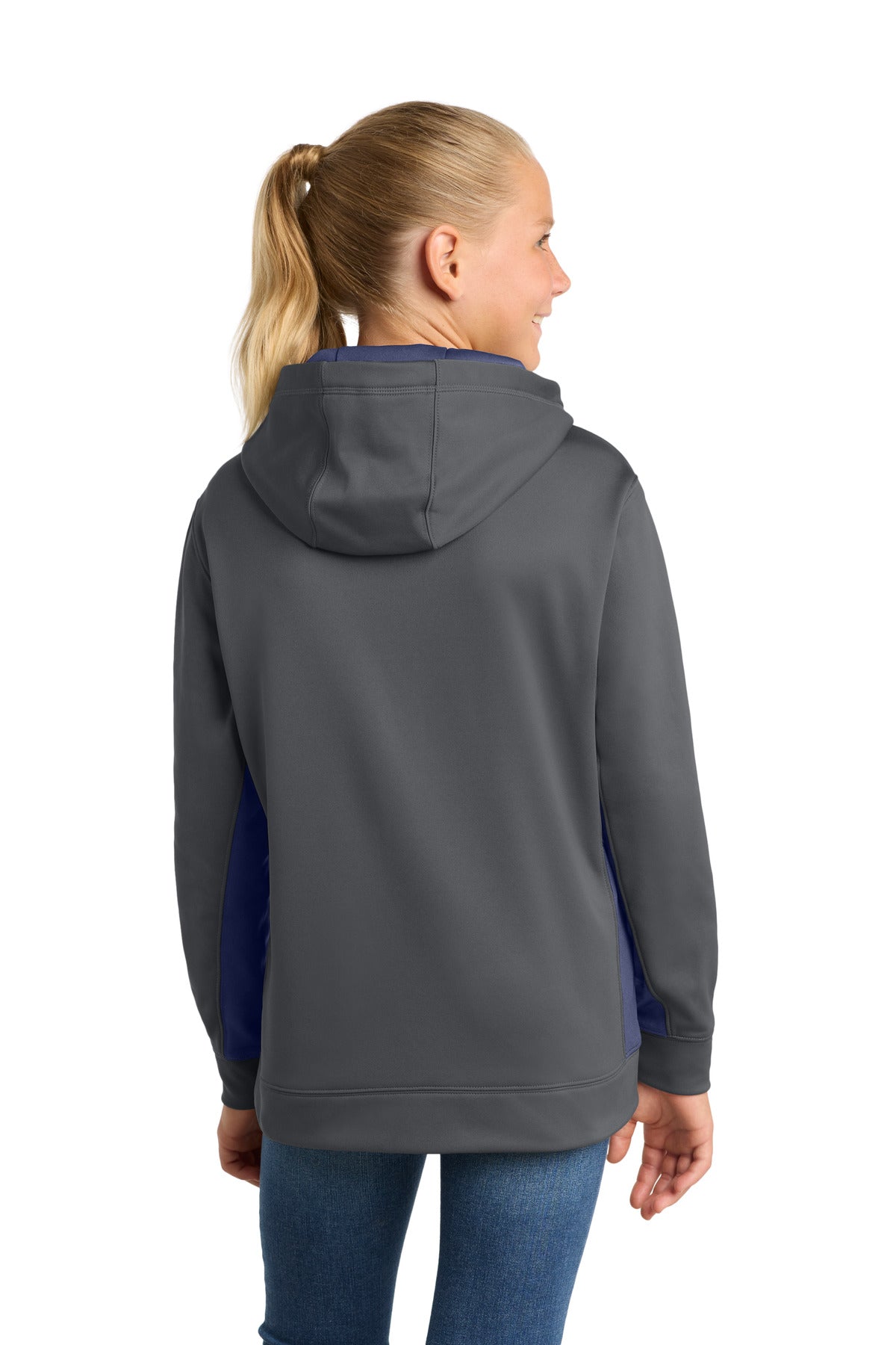 Custom Embroidered Sport-Tek Sweatshirts/Fleece in Dark Smoke Grey/ Navy