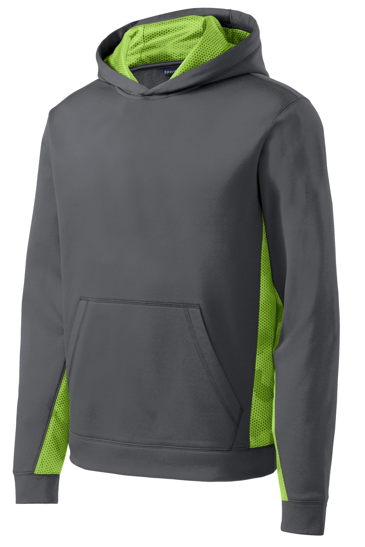 Custom Embroidered Sport-Tek Sweatshirts/Fleece in Dark Smoke Grey/ Lime Shock