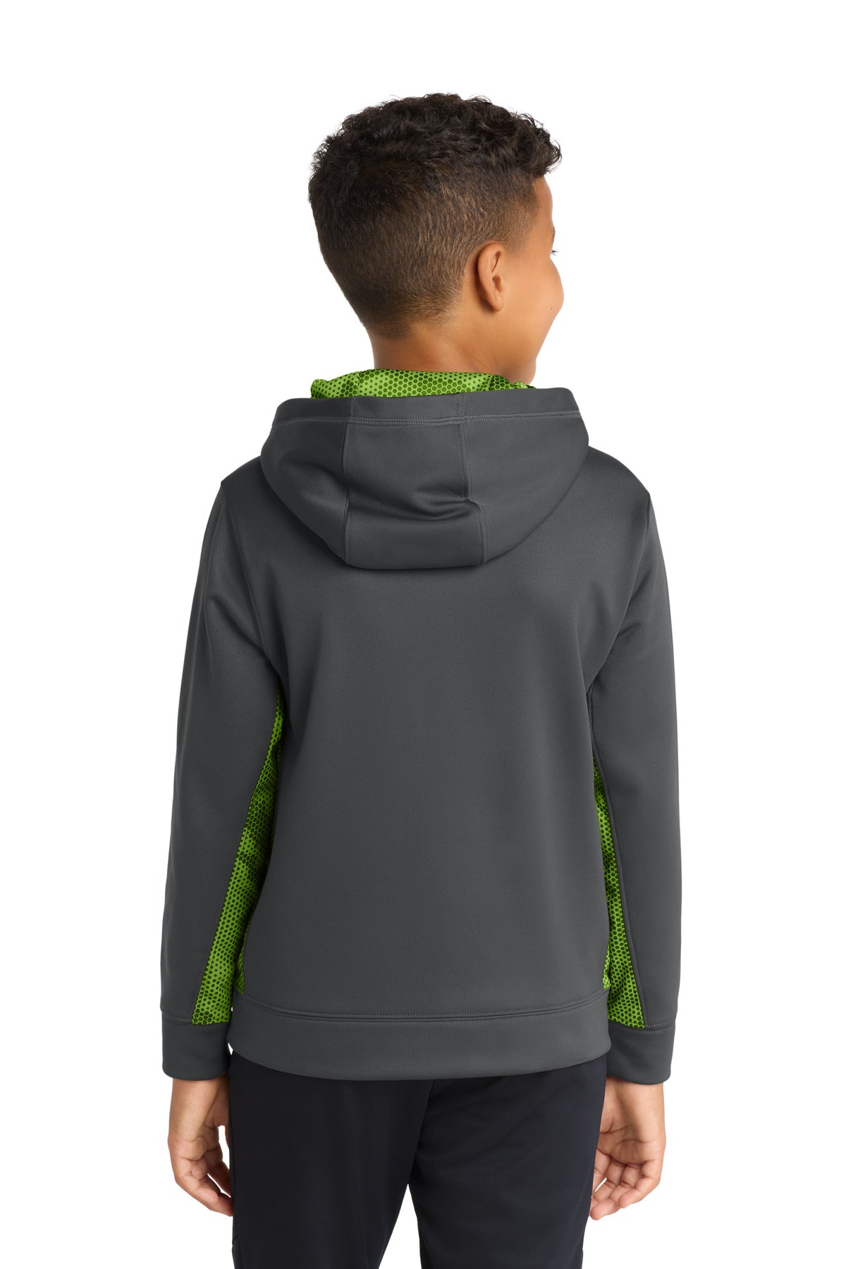 Custom Embroidered Sport-Tek Sweatshirts/Fleece in Dark Smoke Grey/ Lime Shock