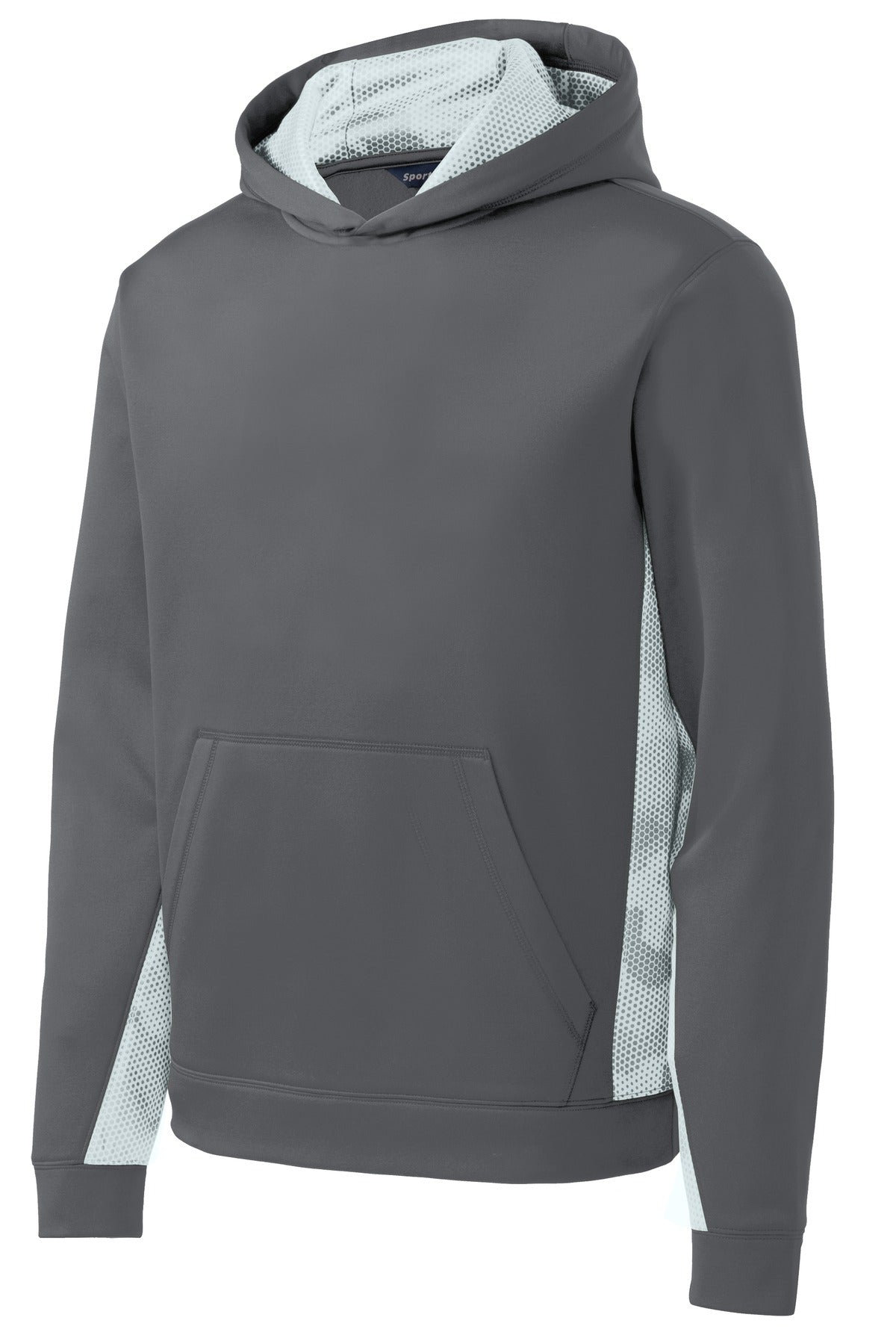 Custom Embroidered Sport-Tek Sweatshirts/Fleece in Dark Smoke Grey/ White