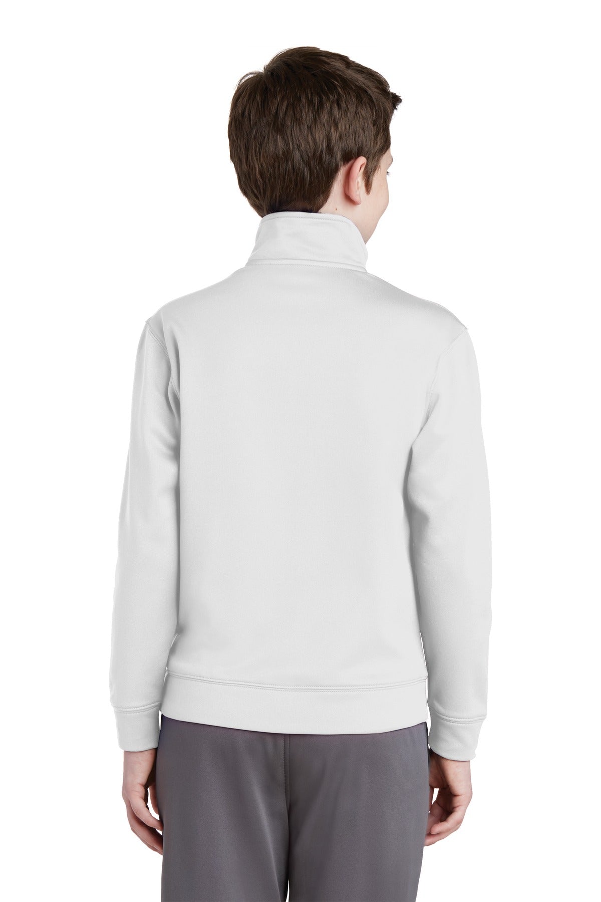Custom Embroidered Sport-Tek Youth Sport-Wick Fleece Full-Zip Jacket.  YST241,White