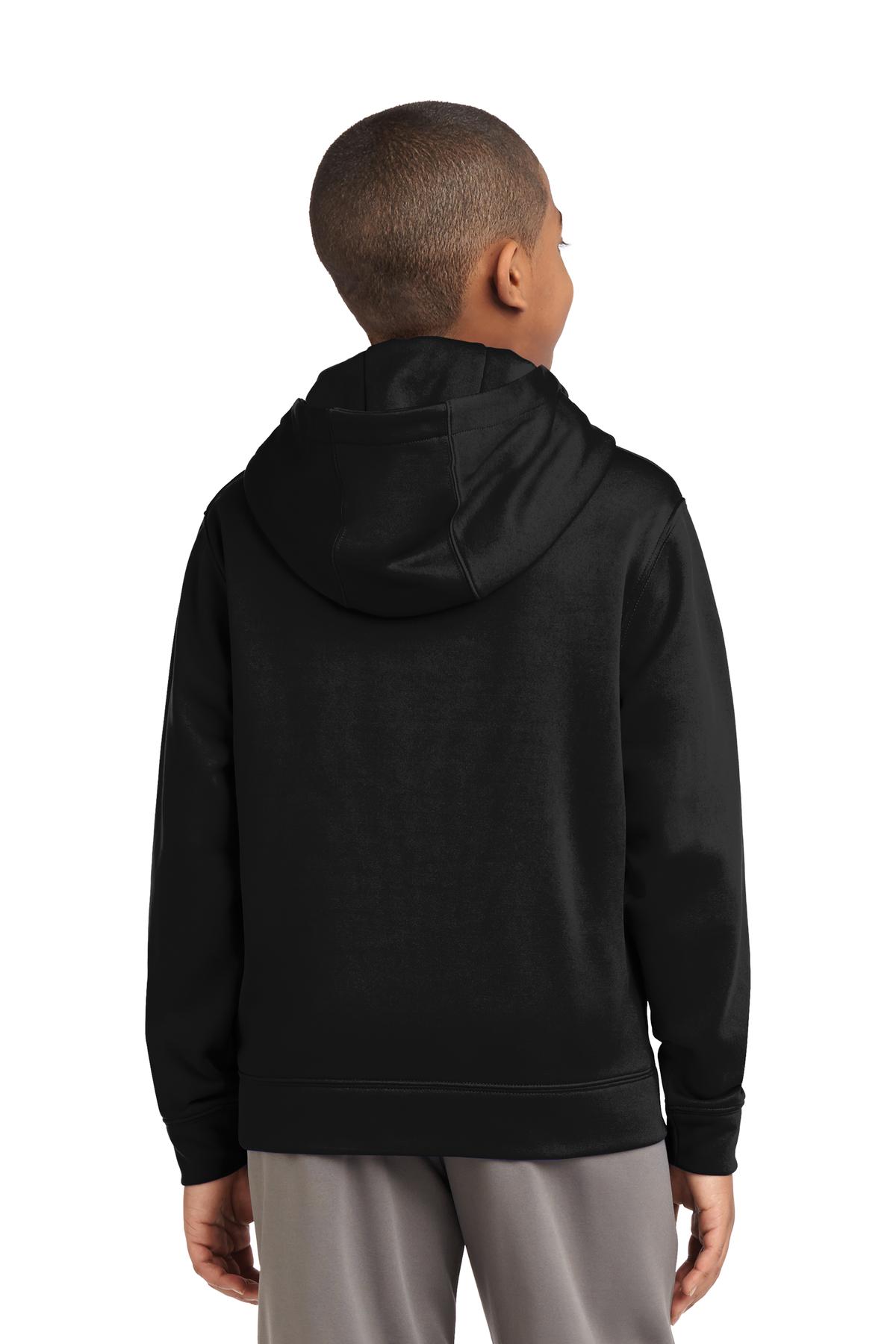 Custom Embroidered Sport-Tek Youth Sport-Wick Fleece Hooded Pullover. YST244,Black