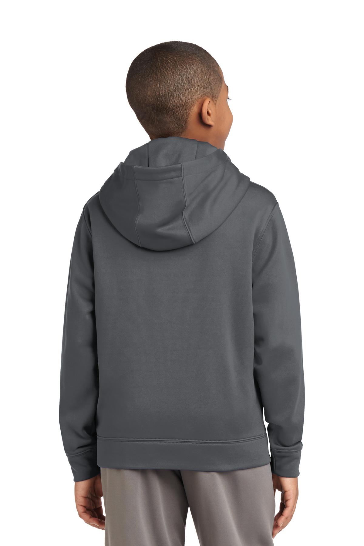 Custom Embroidered Sport-Tek Youth Sport-Wick Fleece Hooded Pullover. YST244,Dark Smoke Grey