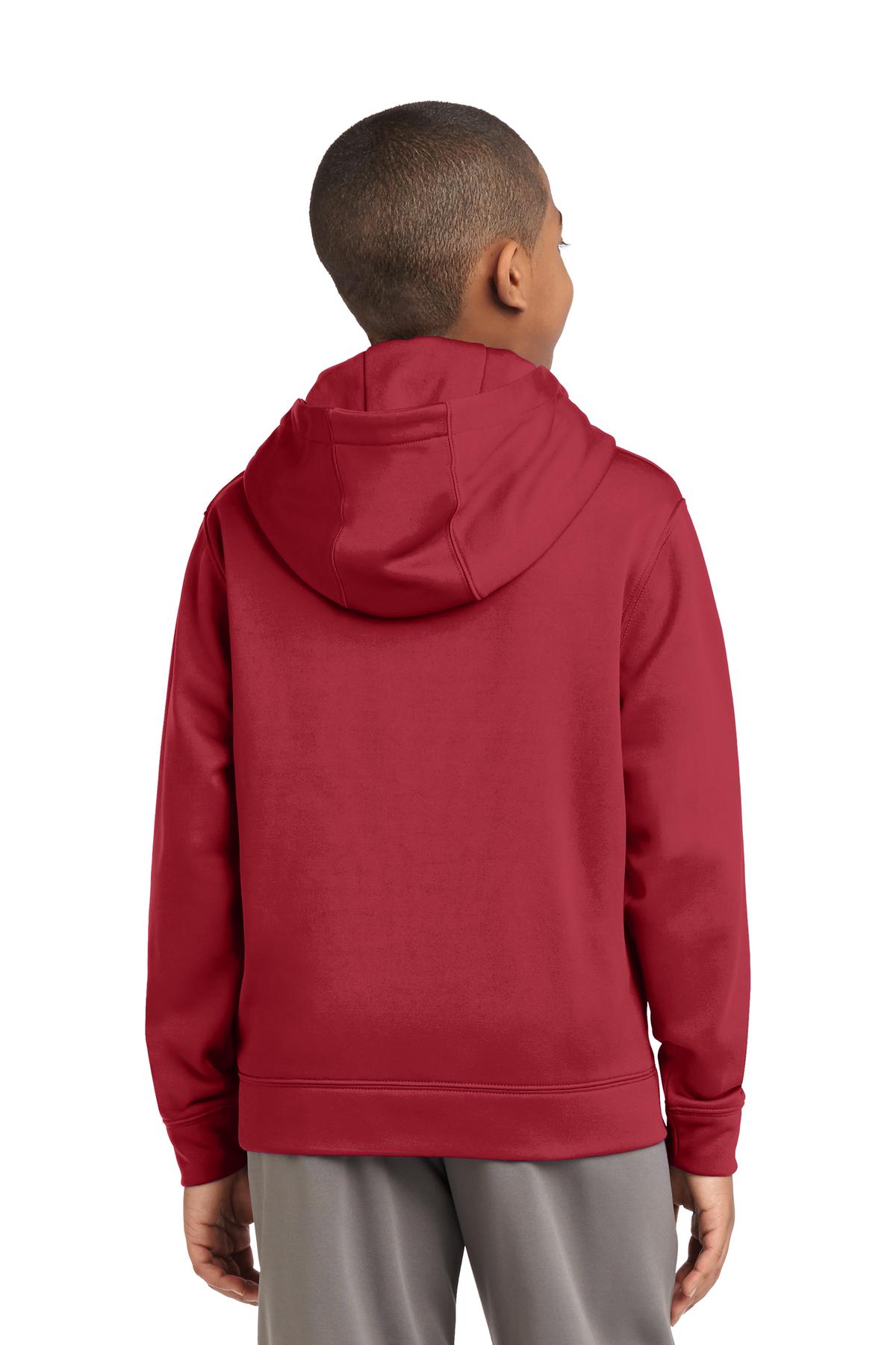 Custom Embroidered Sport-Tek Youth Sport-Wick Fleece Hooded Pullover. YST244,Deep Red